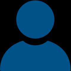 A blue icon of a person's profile.