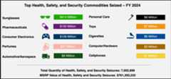 FY 2024 Top Health and Safety Products Seized Chart showing top health and safety products seized in fiscal year 2024