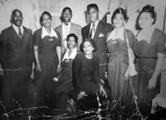 CTC-L-ENT-FLORIENE-GOSPEL-MUSIC-01 Gospel singer Floriene Watson, seated on left with Sylvia Watson Hoston, surrounded by Amos Watson (from left), Alice Watson, Irvin Watson, Romance Watson and Vivian Watson of the Watson Singers, as well as friend and fellow gospel singer Ozella Weber. (Provided by the Willis family)
