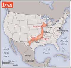 <p>slightly smaller than California</p>