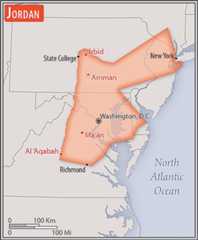 <p>about three-quarters the size of Pennsylvania; slightly smaller than Indiana</p>