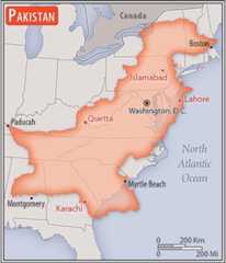 <p>slightly more than five times the size of Georgia; slightly less than twice the size of California</p>