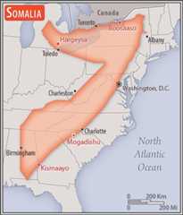 <p>almost five times the size of Alabama; slightly smaller than Texas</p>