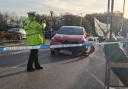 Police have confirmed that two cars and a pedestrian were involved in the crash at the Tesco store on Hamble Lane, Burseldon