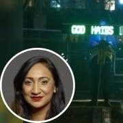 Homophobic sign at anti-immigration protest outside the Highfield House Hotel in Portswood, Southampton