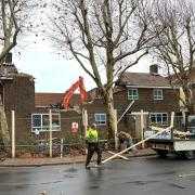 The demolition of the Gosport Police station is underway for redevelopment for a new police station. The police station closed in 2016, but the council put a tree preservation order in place on three trees just before works were due to start.  Please