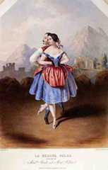 Fanny Cerrito e Arthur Saint-Léon in La Redowa Polka, litografia di j. Bouvier pubblicato nel 1844
