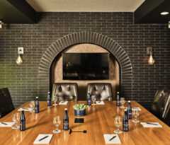 the Belz boardroom set up for a conference