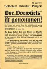 Plakat zur Rückeroberung des Vorwärtsgebäudes, 12. Januar 1919