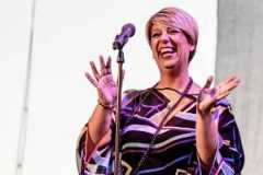 Paola Folli si esibisce con Elio e le Storie Tese sul palco al CarroPonte, 26 giugno 2018, Milano, Italia. (Foto di Sergione Infuso/Corbis via Getty Images)