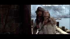 Captain Jack Sparrow (Johnny Depp) uses Elizabeth Swann (Keira Knightley) as a way to escape in "Pirates of the Caribbean: The Curse of the Black Pearl."