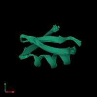 PDB entry 1agt coloured by chain, ensemble of 17 models, front view.
