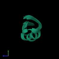 PDB entry 1agt coloured by chain, ensemble of 17 models, side view.