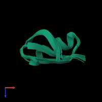 PDB entry 1agt coloured by chain, ensemble of 17 models, top view.