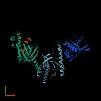 PDB entry 3sv1 coloured by chain, front view.