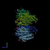 PDB entry 5am8 coloured by chain, side view.