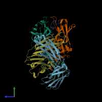PDB entry 5myo coloured by chain, side view.