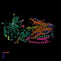 PDB entry 6iyc coloured by chain, top view.