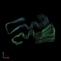 PDB entry 6shs coloured by chain, front view.
