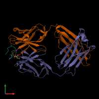 PDB entry 7ow1 coloured by chain, front view.