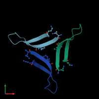 PDB entry 7u4p coloured by chain, front view.