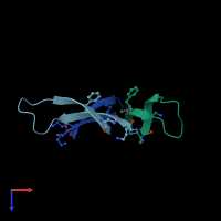 PDB entry 7u4p coloured by chain, top view.