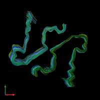 PDB entry 8ezd coloured by chain, ensemble of 9 models, front view.