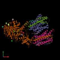 PDB entry 8x52 coloured by chain, front view.