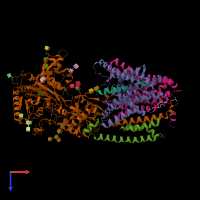 PDB entry 8x52 coloured by chain, top view.