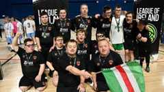 <p>The Cork City Down Syndrome Futsal Team fly the flag at the Cairdeas Cup.</p>
