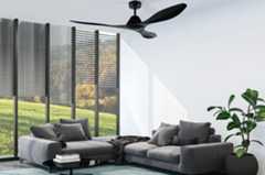 Black ANTIBES ceiling fan without light in the living room  35016