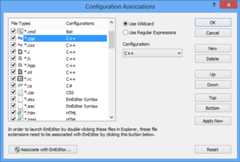 Associate files types with configurations
