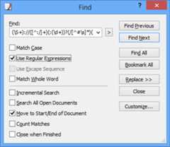 Find dialog box