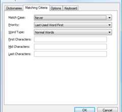 Word Complete - Matching Criteria