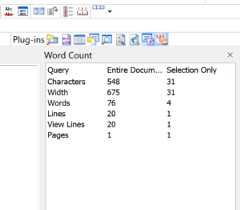 Screenshot of Word Count plugin