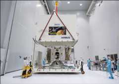 Figure 137: The shipping container is lifted from ESA's MPO of the ESA–JAXA BepiColombo mission after arriving at Europe's Spaceport in Kourou for launch preparations (image credit: ESA/CNES/Arianespace/Optique video du CSG – P.Baudon)