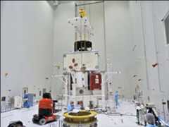 Figure 128: The three spacecraft of the BepiColombo mission to Mercury are stacked together in launch configuration (image credit: ESA–B. Guillaume)