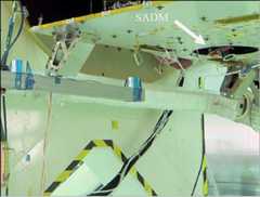 Figure 106: The two sensors of the Differential Magnetometer Measurement Set-Up in vicinity of SADM in upper right corner (image credit: ESA)