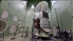 Figure 147: The full BepiColombo stack seen in the Large European Acoustic Facility (LEAF) at ESA/ESTEC in June 2017. The walls of the chamber are fitted with powerful speakers that reproduce the noise during launch (image credit: ESA–C. Carreau, CC BY-SA 3.0 IGO) 143)