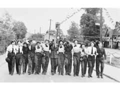 Norwegians and friends celebrate outside Kings Head in North Weald on VE Day
