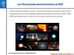 Top 10 Discoveries by ESO Telescopes presentation (Spanish)