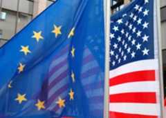 BANDIERA USA STATI UNITI UNIONE EUROPEA UE BANDIERE