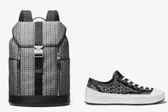 マイケル・コース“ヘリンボーン風”幾何学柄のメンズバックパック＆ジャカード素材のスニーカー
