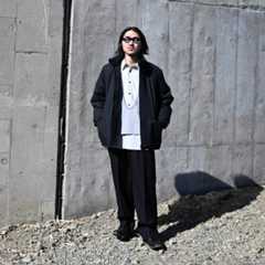 Nonnotte(ノノット)ヴァルーズ、ウールナイロンシャツコーディネートのショップスナップ