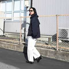 SAYATOMO(サヤトモ) 2-Tack Cutoff Wide Denim Pantsコーディネートのショップスナップ