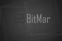 The BitMar logo and slogan Stream it all on a dark gray background with subtle, abstract square patterns.