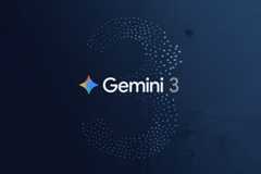 The Gemini 3 logo, featuring a colorful star icon and the text Gemini 3, is centered against a professional dark blue background with subtle geometric patterns.