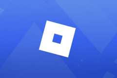 A 16:9 aspect ratio image featuring the Roblox logo, a white square rotated on a blue background, with a smaller blue square in its center. The background has been enhanced with subtle, soft blue geometric patterns and gradients for a professional flat design look.