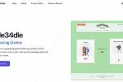 A screenshot of the Rule34dle guessing game website, featuring the game interface on the right with two character images for comparison, and the games title and description on the left.