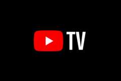 The YouTube TV logo, featuring a red play button icon next to the white text TV, all set against a black background.